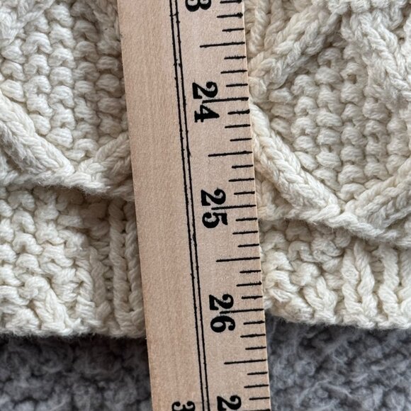 Vintage Eddie Bauer Fishman Cable Knit Sweater Crew Neck Cream Size Large Cotton - Picture 8 of 9